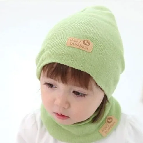 Set sjaalring en gebreide beanie hoed voor baby warme snoep kleur peuter haak hoeden + sjaal / set