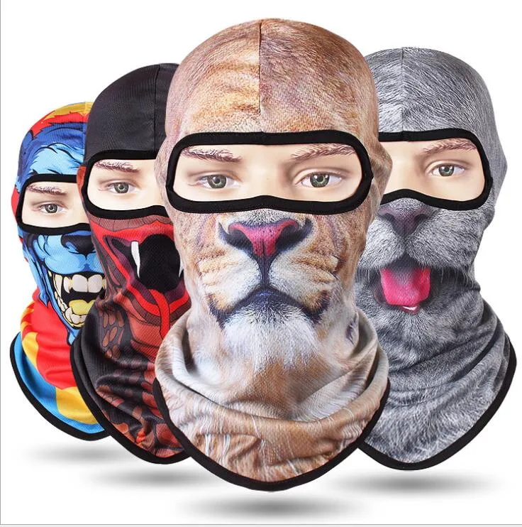 Ny 3d djur ansiktsmask med öron utomhus sport cap cykel cykling fiske motorcykel masker skidbalaclava halloween hattar