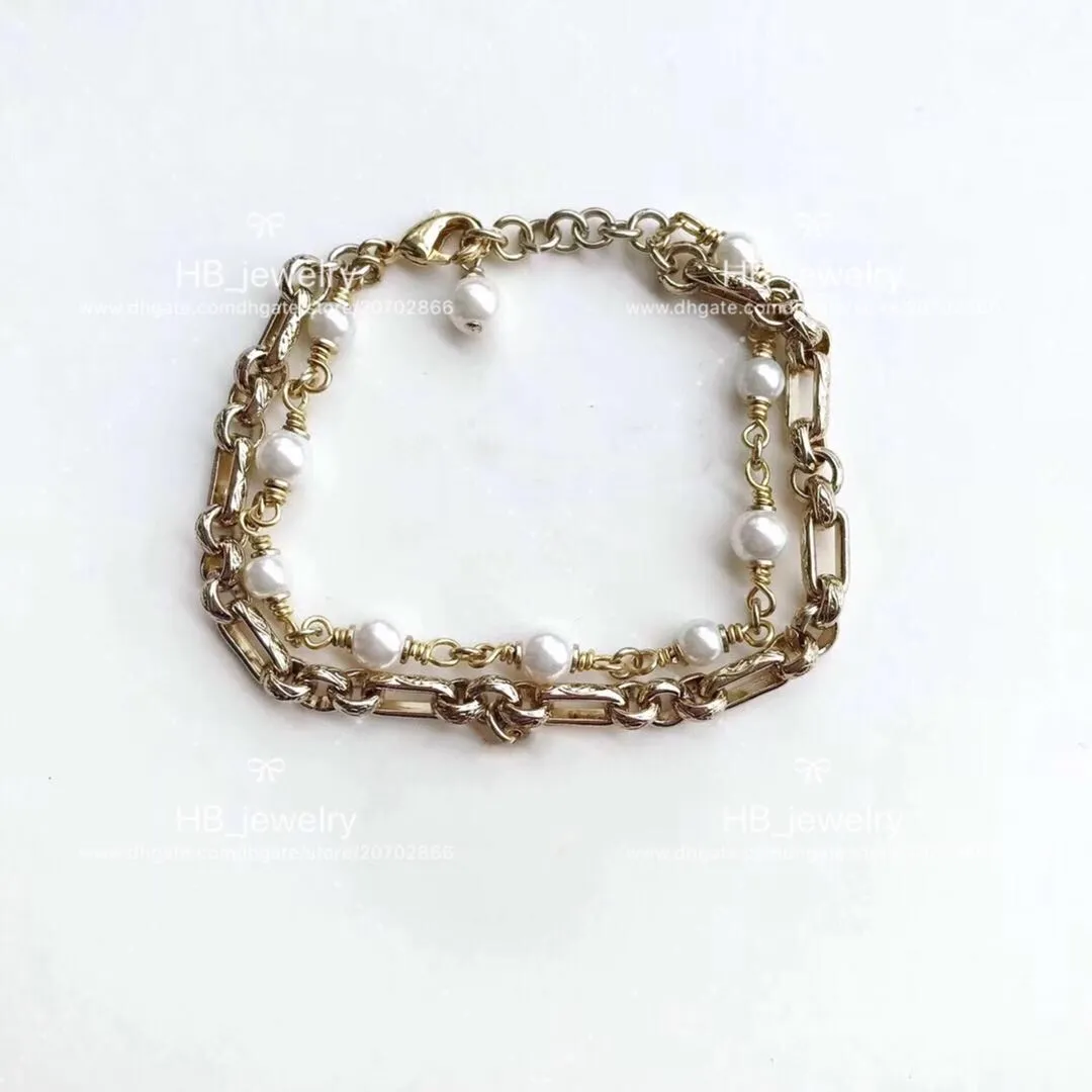 Bracelet Double perle pour femmes, version haute, populaire, Design, bijoux de fête de mariage pour mariée, avec boîte, 2729