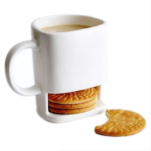 Copas de leche de cerámica creativas con soporte de galletas Galletas de Dunk Tazas de café para el postre Regalos de Navidad Taza de galleta de cerámica