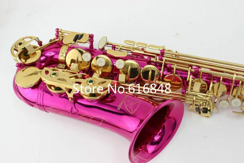 Margewate Professional Western Musical Instruments Saxofon EB Tune Alto Red Tube Gold Key e Flat Sax med munstycke