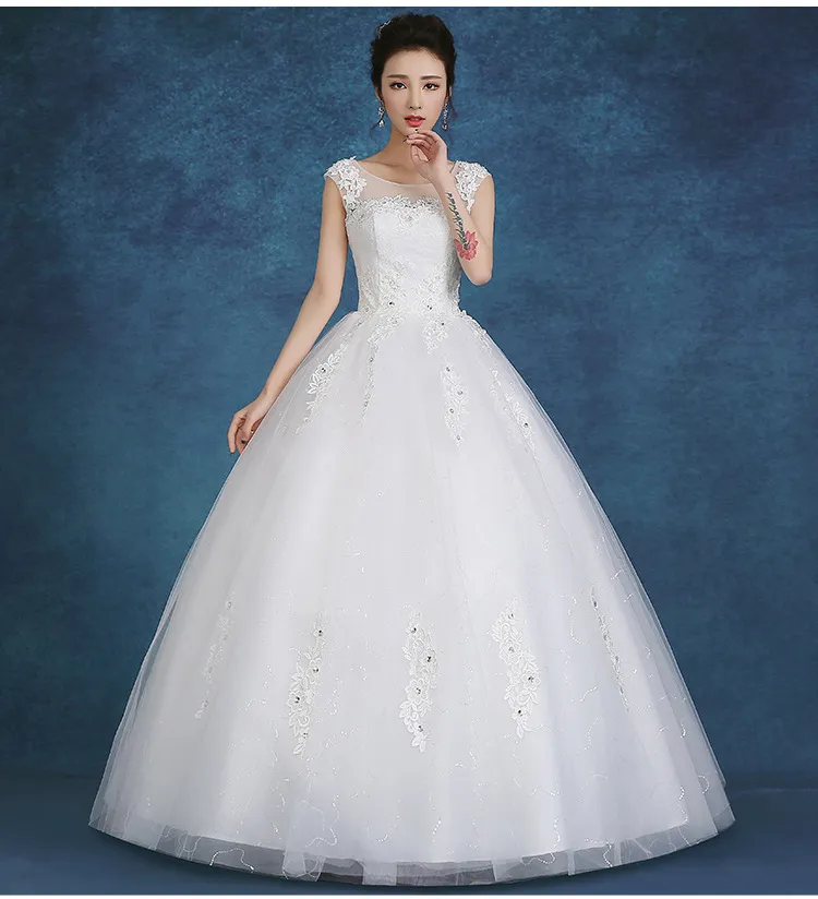 Sur mesure 2018 nouvelle mode blanc et rouge princesse douce robe de mariée Vintage doux bretelles fil bouffée robe de mariée