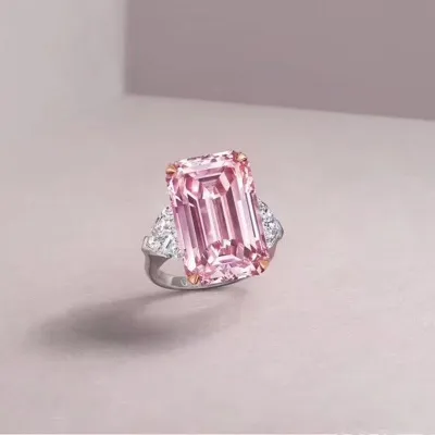 Nytt mode elegant silver diamantring sann kärlek rosa diamantring bröllopstillfällen smycken hela gudinnan347v