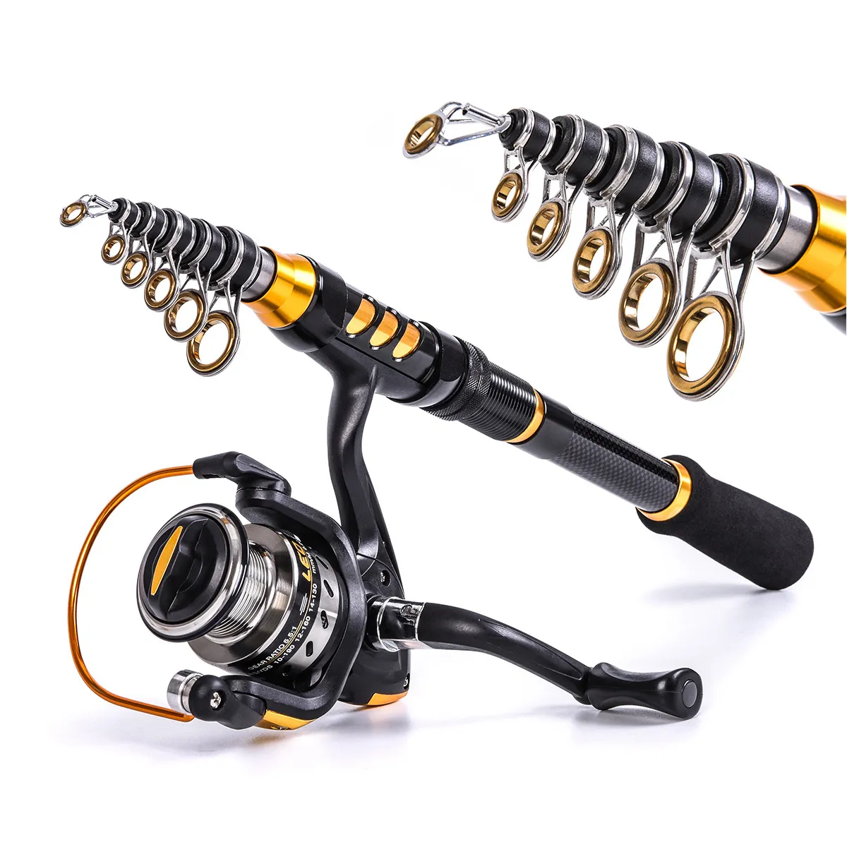 LEO 28004 1.8M 2.1M 2.4M Carbon Fiber Telescopic Mini Fishing Rod Spinning Travel Sea Fishing Pole