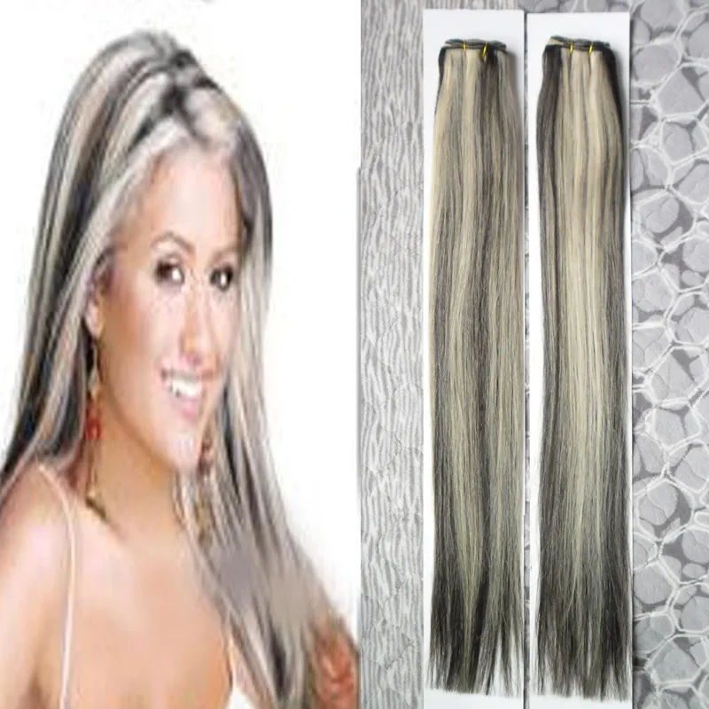 Fasci di capelli lisci brasiliani Tessuto 100% capelli umani Remy Solo 2 pezzi 8-28 pollici P1B / 613 Colori diversi a intervalli