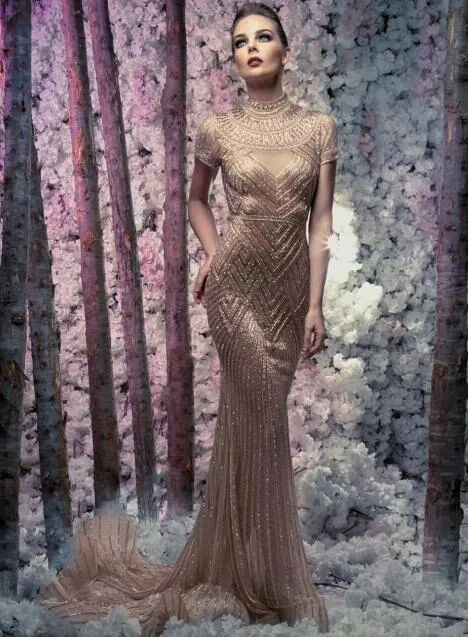 Вечернее платье Yousef aljasmi Kim kardashian с коротким рукавом из бисера Кристалл Русалка длинное платье благородный gianninaazar ZuhLair Мурад Ziadnakad