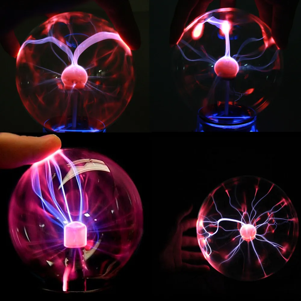 New Magic USB Glass Plasma Ball Sphere Lightning Lamp Light Party Black Base bicycle light AUGUST28