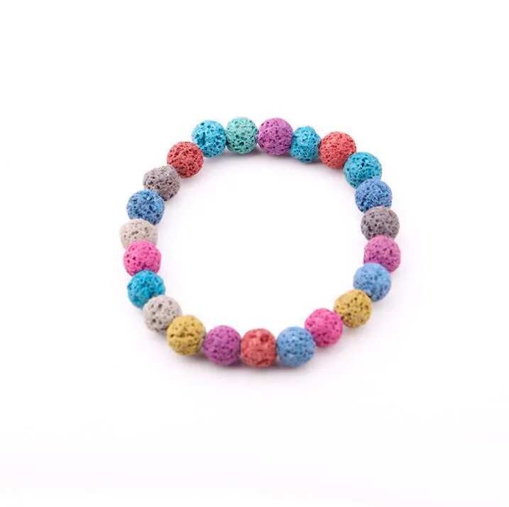 Gioielli diffusori fatti a mano 10mm Braccialetti di energia in pietra naturale di lava colorata Braccialetti di yoga con roccia vulcanica Bracciale con perline di preghiera