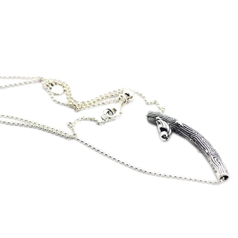 Compatibile con gioielli Pandora 925 Silver Bird curvo Bar collana le donne dei pendenti di modo monili originali Charms