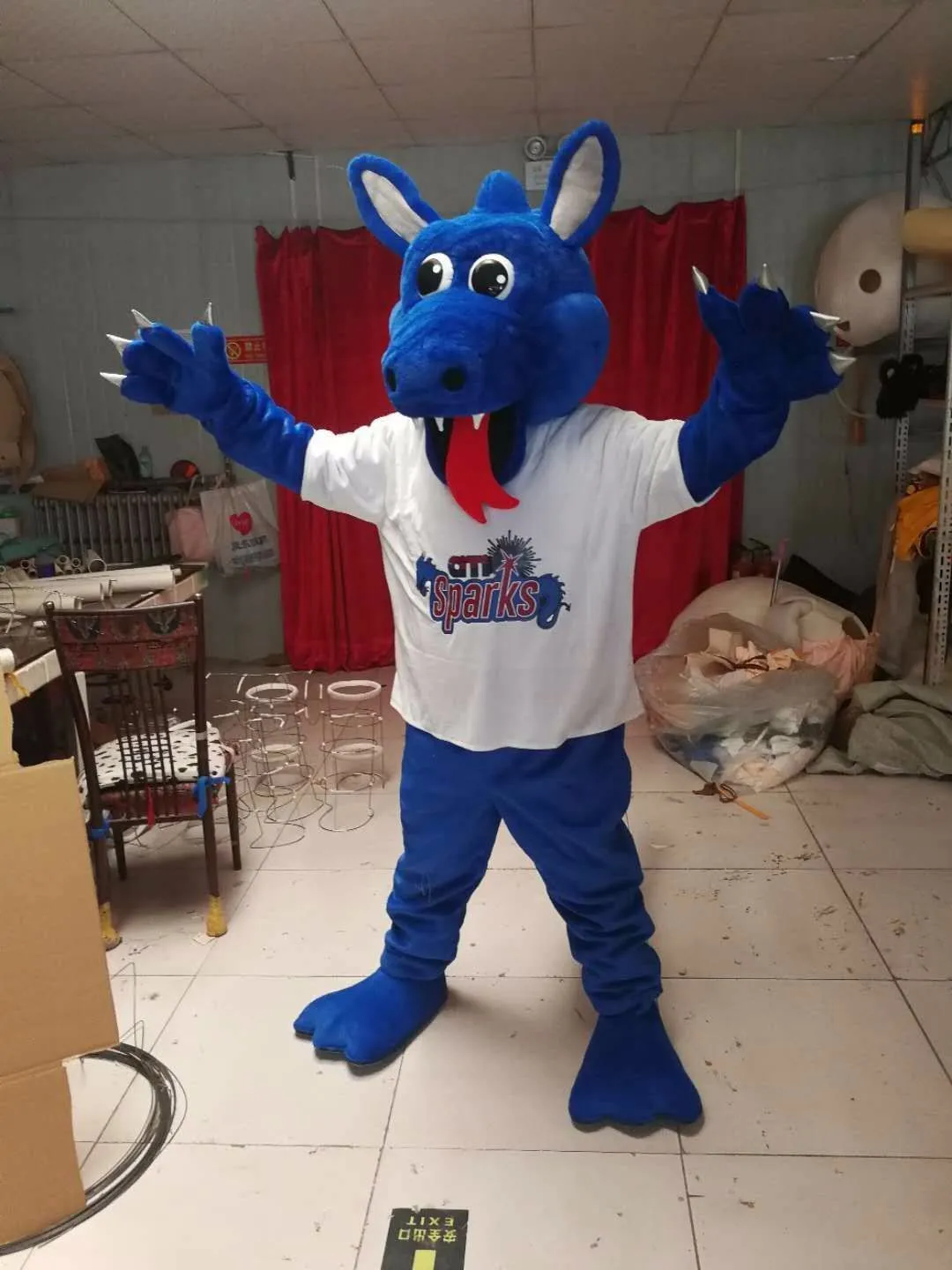 High-quality Real Pictures Blue dragon mascot costume Adult Size add a logo 