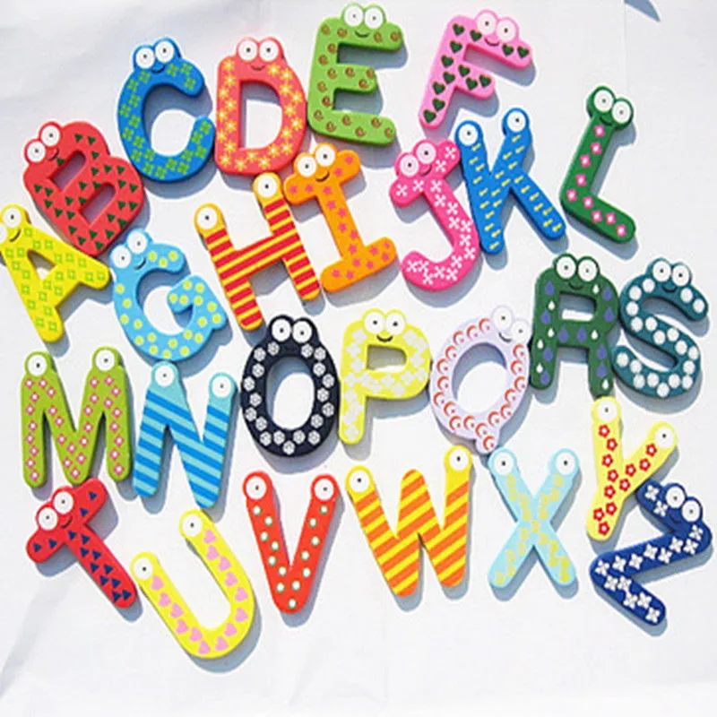 Barn baby trä alfabet brev kylskåp magneter trä tecknad film kylskåp magneter pedagogisk inlärning studie tecknad leksak unisex gåva