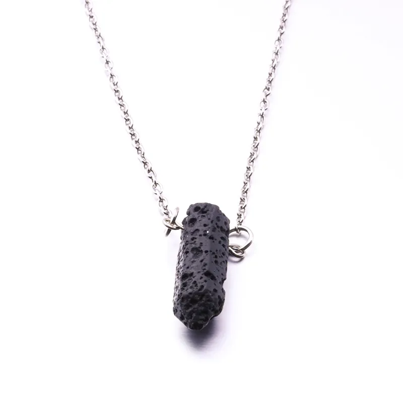 Silver guldpläterad triangel hjärta svart lava sten halsband aromaterapi essentiell olja parfym diffusor halsband för kvinnor smycken