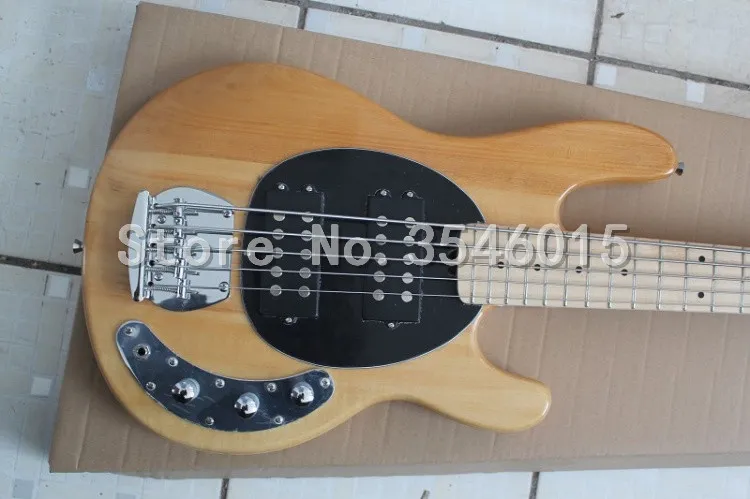 Frete grátis Musicman 5 Cordas China Custom shop Top Quality Natural Wood Electric Bass Guitar.