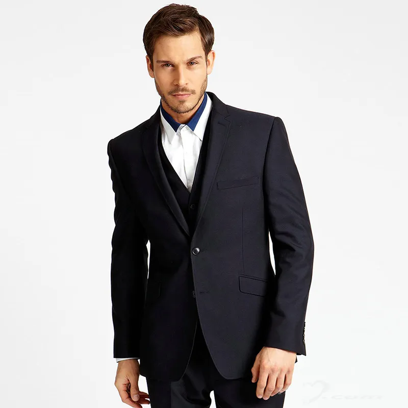 Hommes Costumes 2018 Noir Revers Entaillé Costumes De Mariage D'affaires Simple Marié Sur Mesure Slim Fit Smokings Formels Meilleur Homme Blazer De Bal 3 Pièces