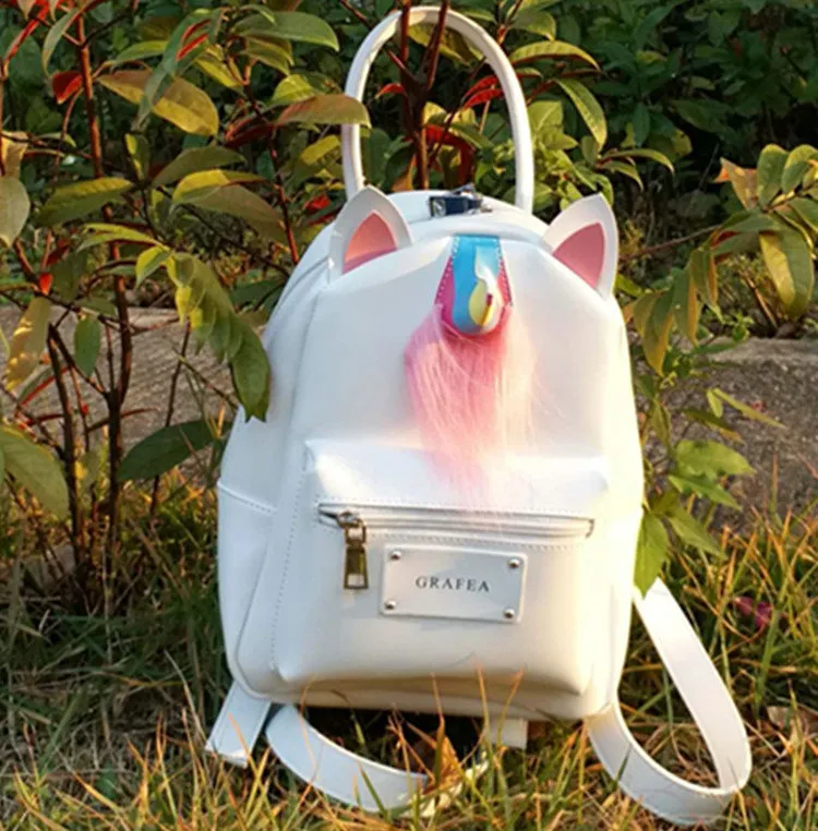 Horn Unicorn Ryggs￤ck Grafea Day Pack Trevlig tjejskola PU LￄDER PACKSACK KVALITET RUCKSSPS SPORT SKOLABAG UTOMER DAGE DAGPACK3565