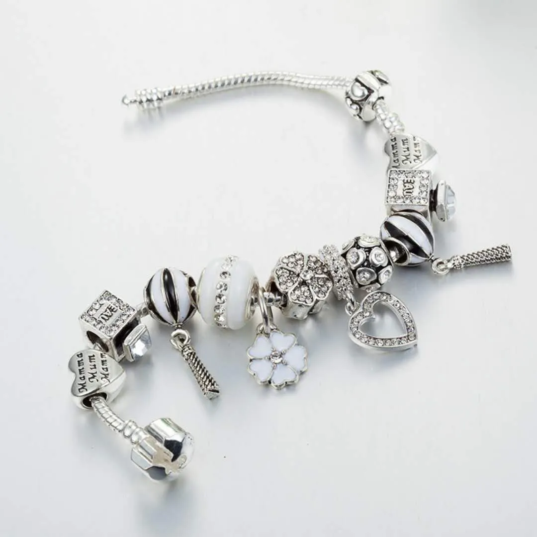 Ny Fashion Charm Armband 925 Silver för armband Peachheart Pendant Bangle Parfym Bottle Charm Pärlor DIY -smycken för Gift264J