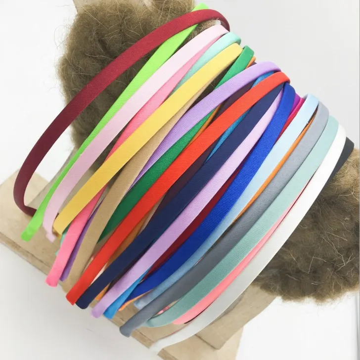 satin ribbon covered plain Metal Hair Headbands Satin Ribbon Lined Metal headbands Covered headband 5mm