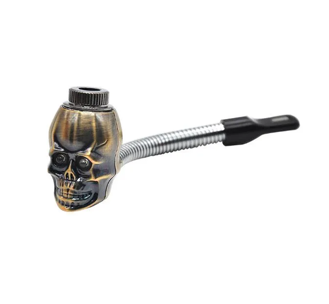 O crânio de fumar de tubo de lâmpada de cinto de metal. A barra de tabaco pode ser dobrada