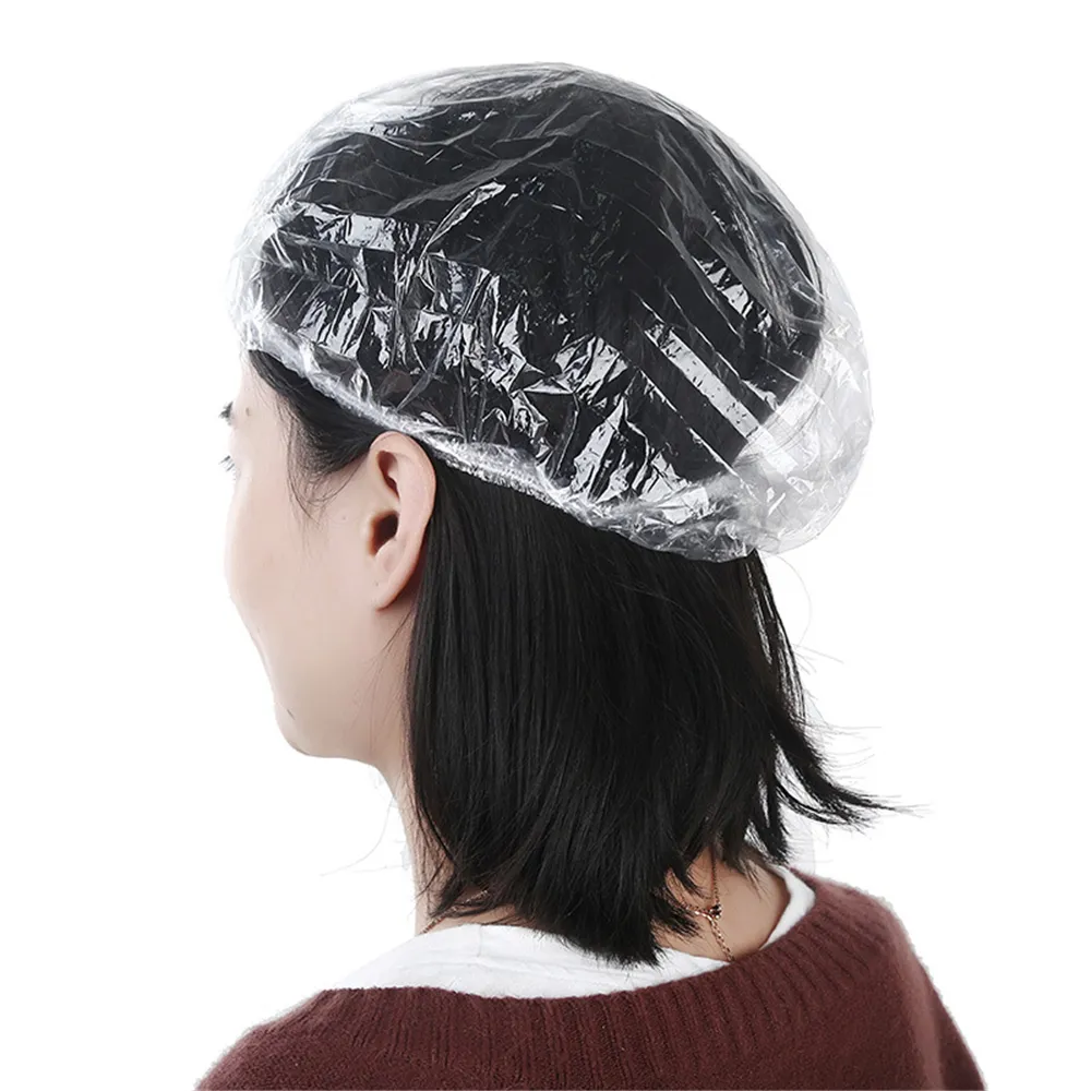 100pcs/set Disposable Hat Hotel One-Off Elastic Shower Bathing Cap Clear Salon