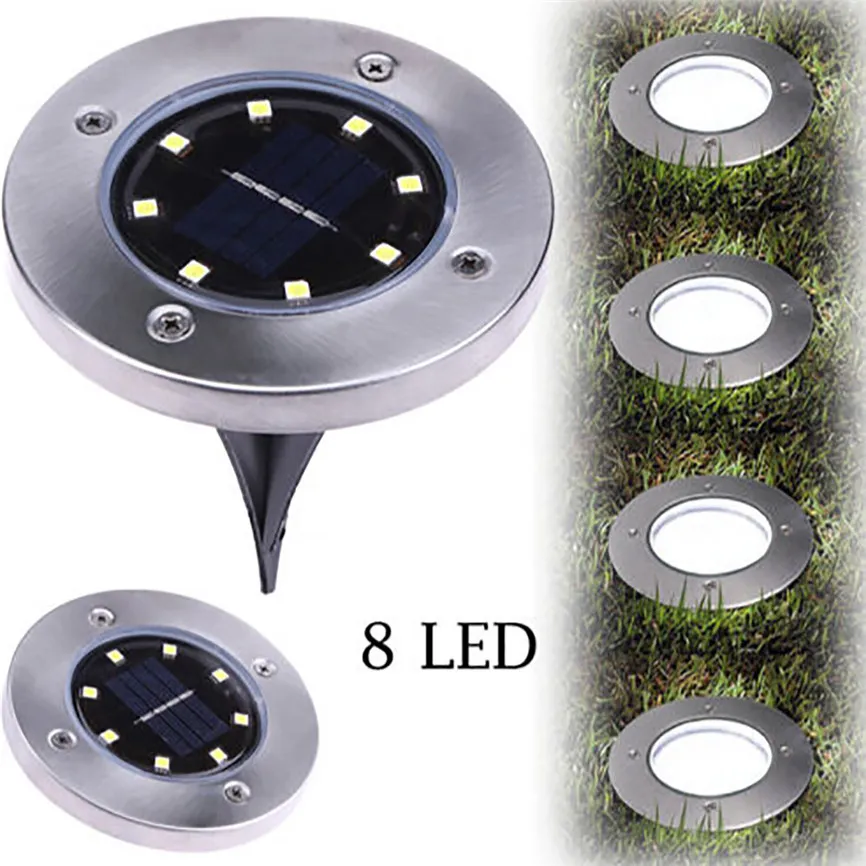 8 LED Solar Power Ground Light Wodoodporna Outdoor Krajobraz Ścieżka Ogrodowa Lampa Schody Lampka Decking Lampa Strona główna Ogród Dekoracja