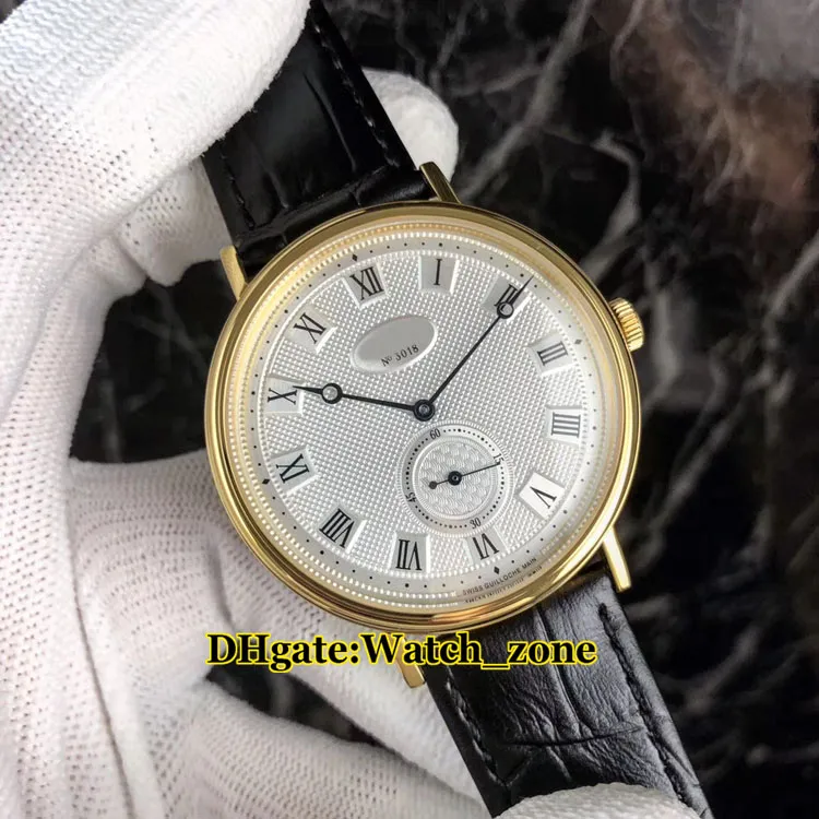 Preiswerte neue Marke Classique Heritage 5907BB / 12/984 Automatik-Uhrwerk weißes Zifferblatt Herrenuhr silberner Etui Lederarmband Uhren