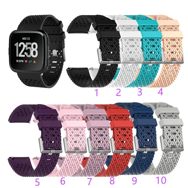 banda de silicone respirável para Fitbit Versa 2/1 / Lite Correia faixas de relógio inteligente TPU pulseira pulseira pulseira de Design Exclusivo