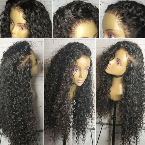 Transparent hd Full Lace Human Hair braided Wigs pre plucked water wave Brazilian 360 frontal Wig with Baby Hairs kinky curly front 130% Density