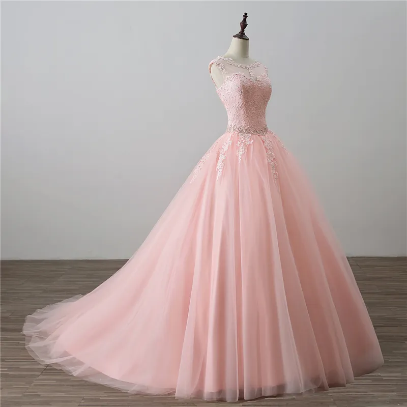 2018 Newest Ball Gown Quinceanera Dresses Beaded Prom Sweet 16 Dress Plus Size Lace Up Vestido De 15 Anos Q80