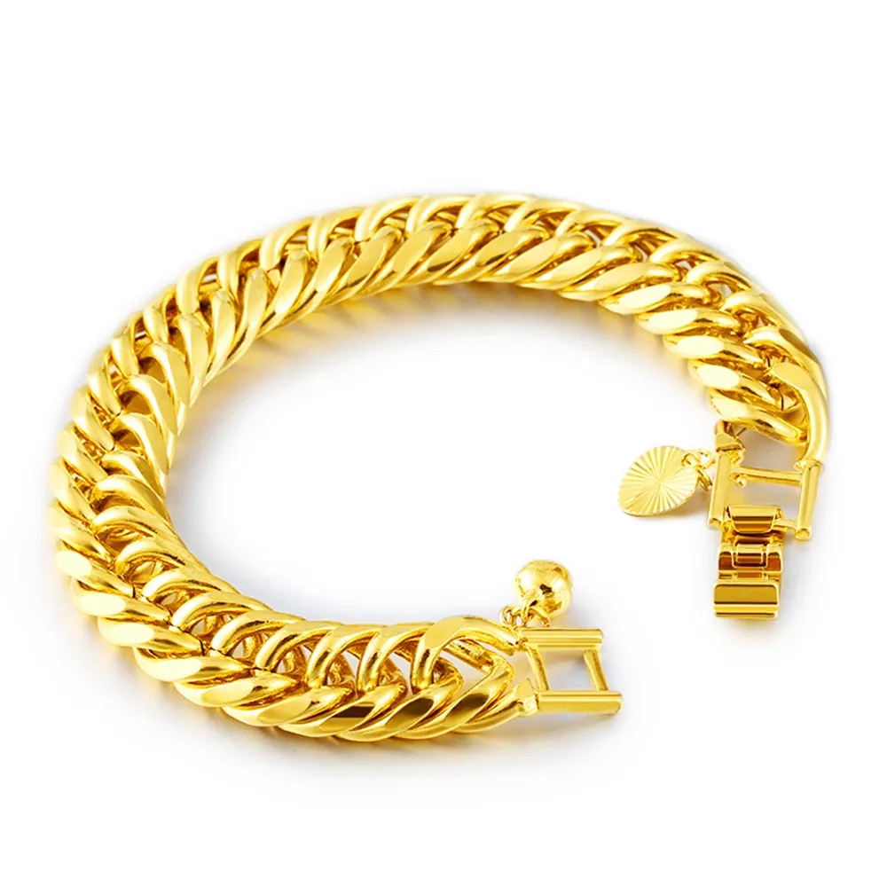 Mens armband tjock kedja tung 18k gul guld fylld tight dubbel curb armband armband länk kedja gåva 13mm bred