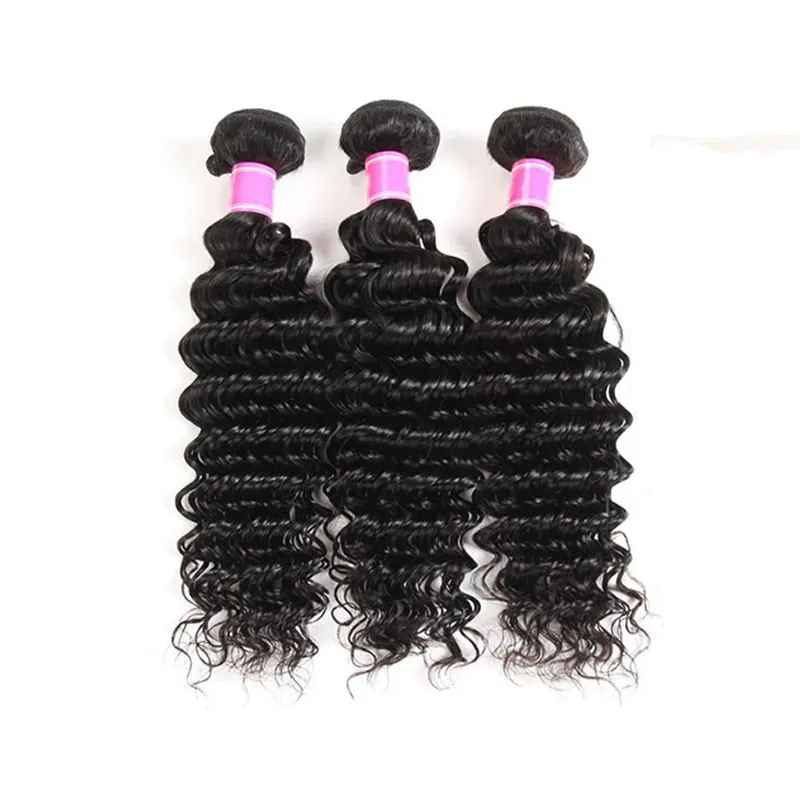 Brazilian Deep Wave Hair Bundles Vendors Unprocessed Brazilian Curly Human Hair Weaves Natural Black Brazilian Virgin Hair Deep Wave