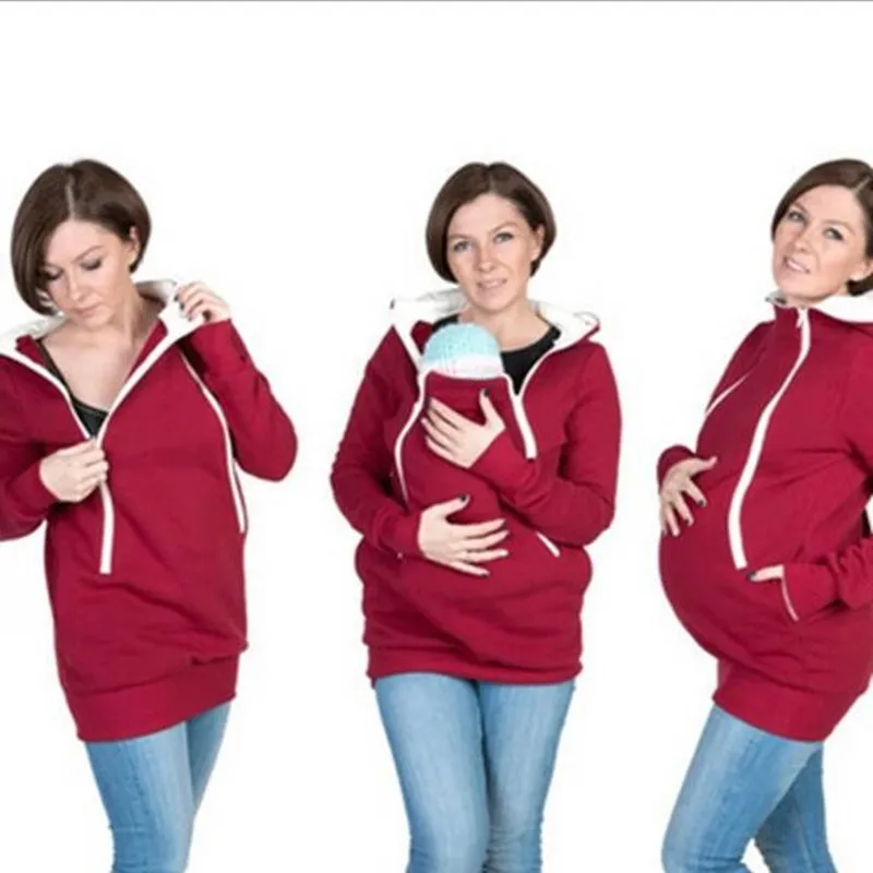 2 in 1 Maternity Sweaters Quality Parenting Child Autumn Winter Three Features Mother Kangaroo Hoodie Women Pullovers Mother Clothes QZZW101