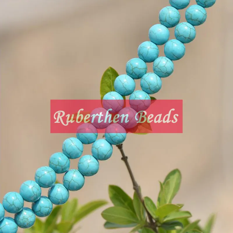 NB0029 High Quantity Natural Stone Wholesale Bracelet Beads Blue Turquoise Loose Stone 4/6/8/10 mm Round Beads for Making Jewelry