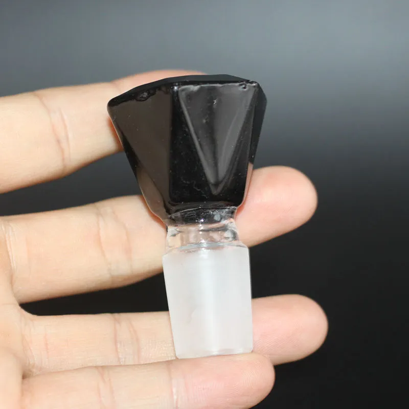 5mm thick Heady Black Diamond glass bong slides bowl funnel Male hourglass 14mm Smoking Water Pipe bongs 18mm bowls heady