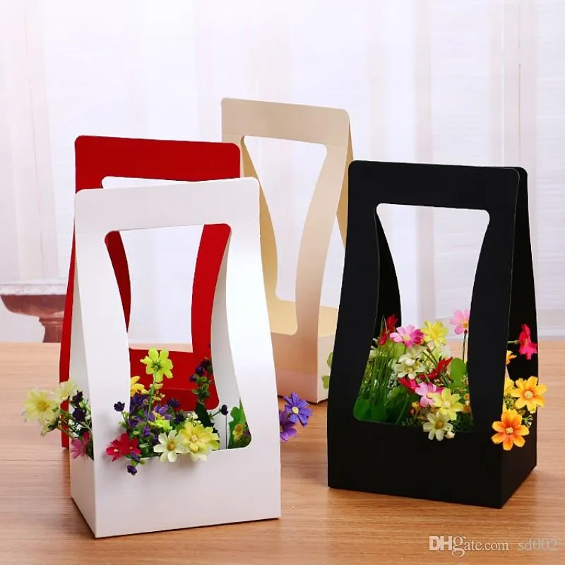 Kreatywny DIY Kwiaty Kosze Do przechowywania Bowknot Hollowed Out Design Paper Basket Składany Kwiat Owiń Wyśmienity Pudełko 3ZG FF