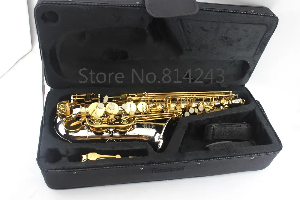 Strumenti musicali professionali in ottone Suzuki Sassofono contralto Nichelato Placcato oro Chiave Eb Tune Sax con custodia per bocchino