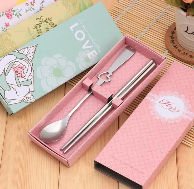 Love Heart Dinnerware Sets Wedding Favor Party Gift Stainless Steel Cutlery Set Tableware Feast Gifts SN241