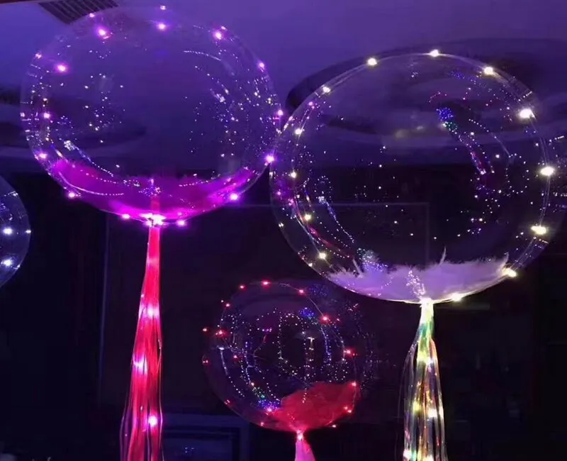 18 inch Luminous Led Balloon 3M LED String Lights Round Bubble Helium Balloons Kids Toy Wedding Party Decoration