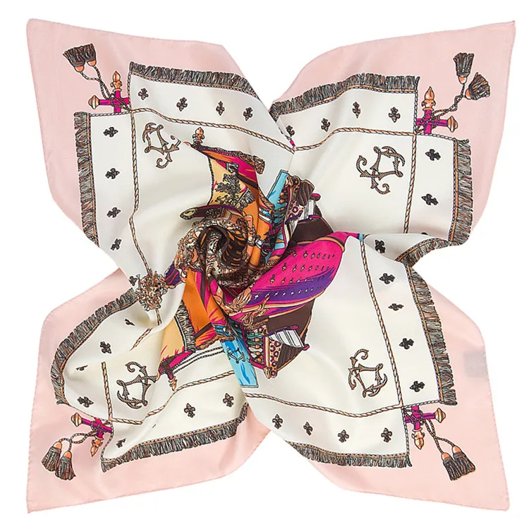 60 см * 60 см саржевого шелка европейский стиль женский квадратный шарф якорь лодка печати шарфы весна и осень платки женские модные шали платок