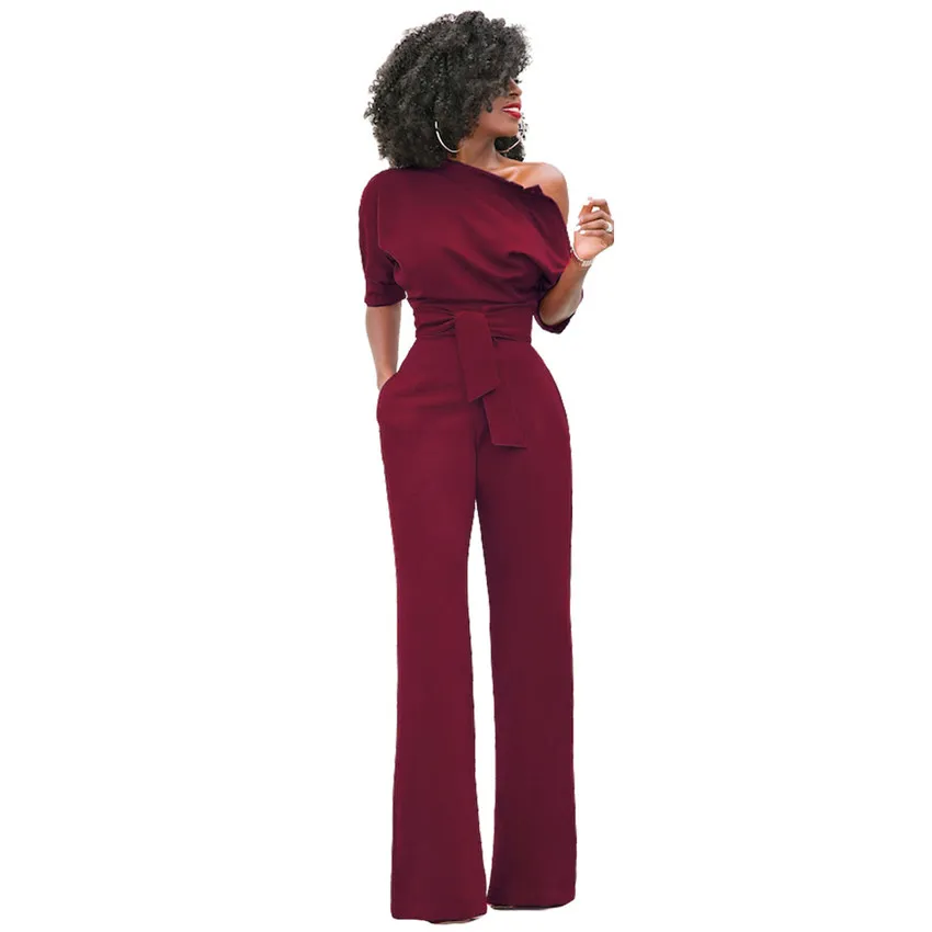 Nieuwe Mode Uit De Schouder Elegante Jumpsuits Vrouwen Plus Size Rompertjes Dames Jumpsuits
