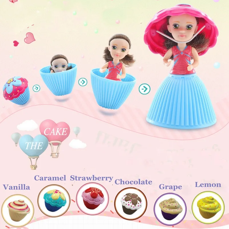 5cm mini Cupcake Scented Princess Dolls Reversible Cake Transform to Mini Princess Doll 6 Flavors 