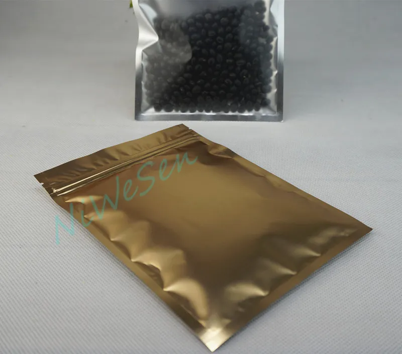 Retail pack food sack lot 14x20cm translucency back matte gold aluminium foil ziplock bag front clear coconut packaging z9481921