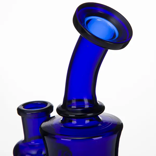 Gancio tubi in vetro colorato Tubi l'acqua in vetro Pettine femmina da 14 mm Perc blu Mini tubo cera Impianti petroliferi piccolo gorgogliatore Narghilè bicchiere 942