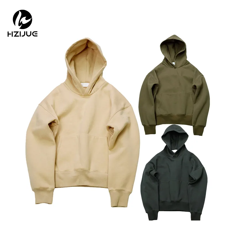 Hzijue 2018 새로운 브랜드 Hoodie Streetwear 힙합 블랙 / 그린 / 카키 망 캐주얼 가을 봄 후드와 스웨터 크기 S-XL