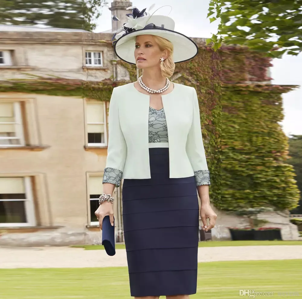 Elegant Mother Bride Dresses: Two Piece Sheath Dress With Jacket