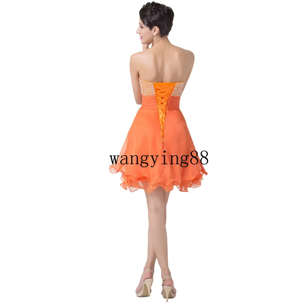 2018 Cute Grace Karin Orange Short Homecoming Dresses Chiffon Sweetheart Prom Dress sexy plus size club dresses