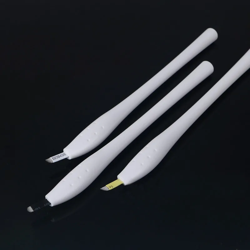 New Arriving White DISPOSABLE Microblading tattoo Pen with blade CF/U Needle Microlading needle Manual Microblade Needles Free Shipping