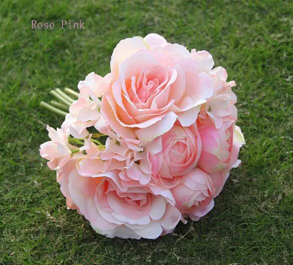 2019 Mais novo barato muitas cores buquê de noiva de casamento mistura de alto nível flor de rosa artificial da China6137952