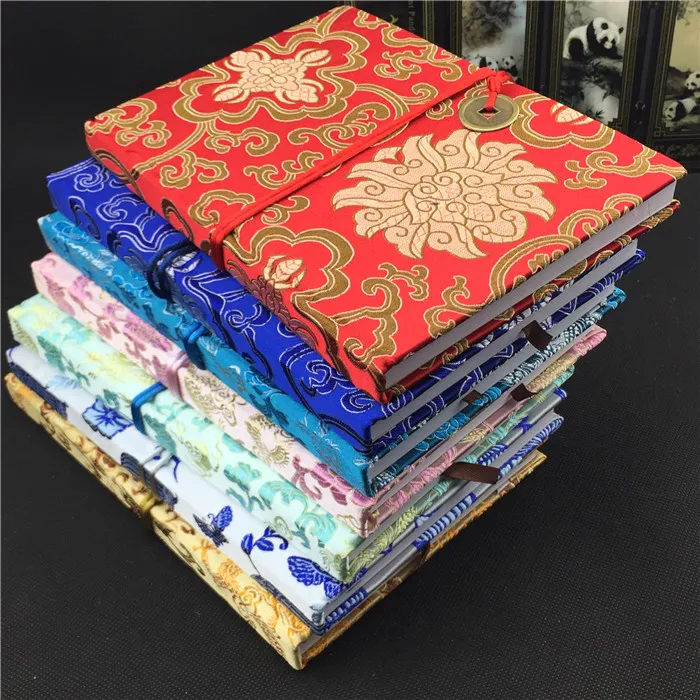 Large Joyous Coin Chinese Silk Notebook Gift Color Adult Diary Brocade Craft Vintage Business Hardcover Notepad Notebook 239a