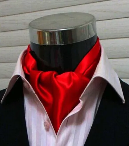 Hot Sale Mäns Solid Ascot Cravat Neck Tie Polyester Ascot Justerbar Självband British Style Gentleman Silk Scarves