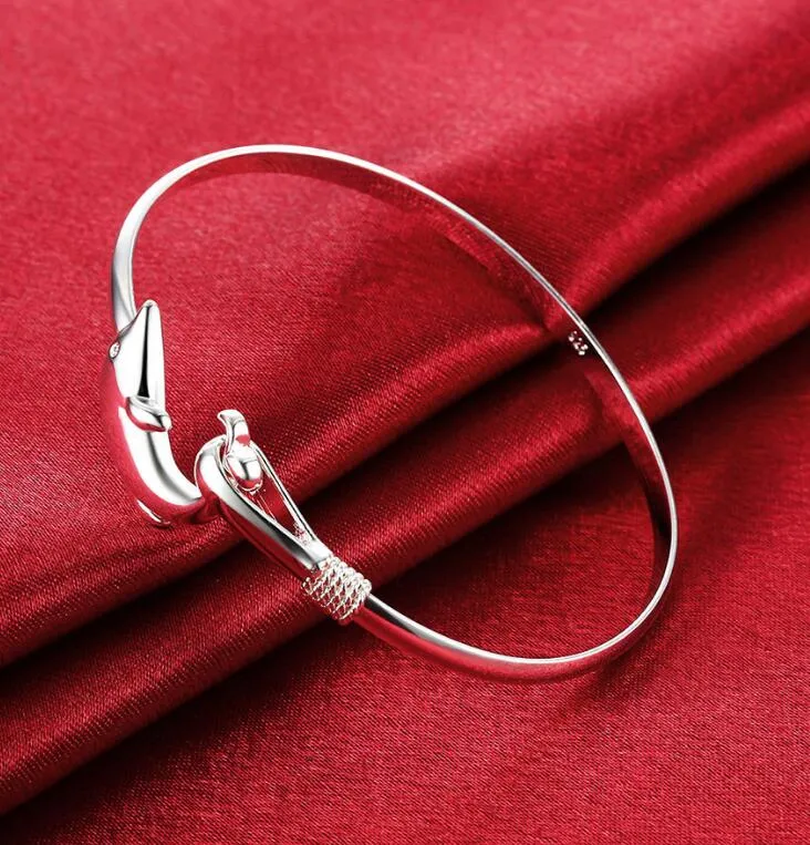 925 Silver lot Product Charm Handmade Classic Dolphin Open Adjustable Bangles Antique 925 Silver Bracelets Bangles Women8259011